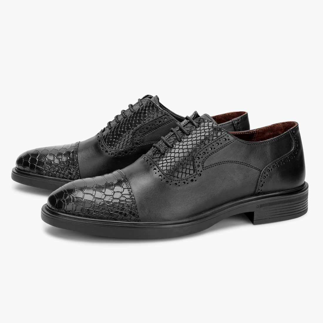 Lusso black  Royalty crocodile Leather shoes 324