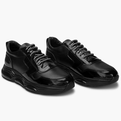 lusso iconic party sneaker -1000-black x shine leather.