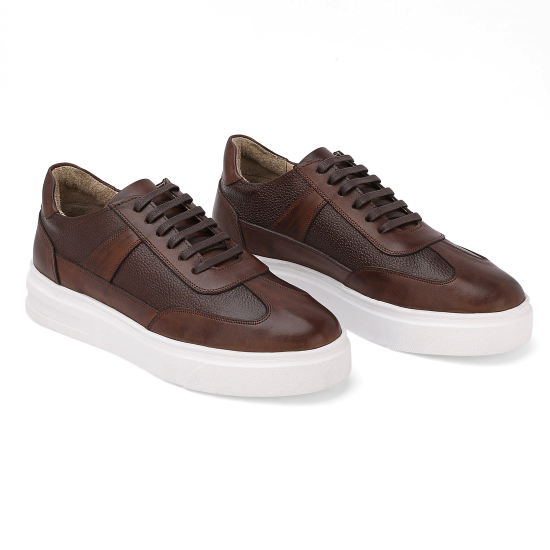Lusso Leather Sneaker 408 brown vs wavy